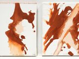 deux tableaux réalisés à la peinture marron et blanche sur un support blanc