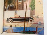un tableau représentant une voiture et un bateau dans l'eau