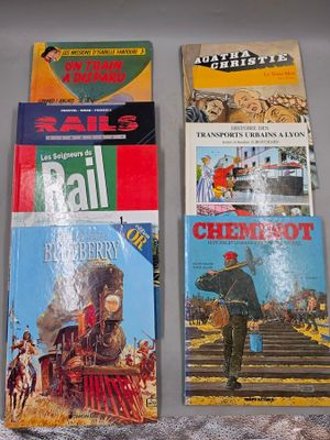 Plusieurs livres sont alignés sur une table devant un fond gris.