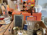 a box full of assorted items sitting on a table