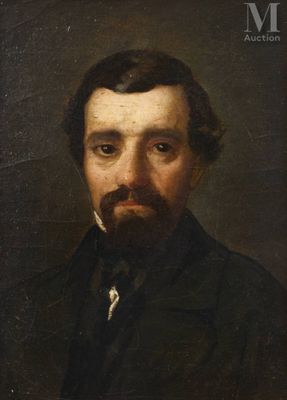 portrait d'un homme moustachu et barbu, vêtu d'un manteau noir