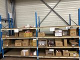 many boxes on the shelves in the warehouse