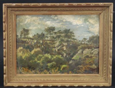 L. CHESNAIS "Paysage aux arbres", huile sur carton, datée en…