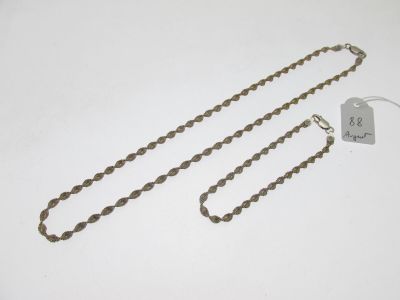 collier torsadé L:42cm 1 bracelet assorti L:18cm, argent 9… - Photo 1