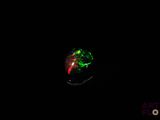 an image of a green and red fireball in the dark