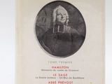 an old book with a picture of a man sitting on a chair