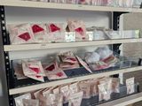 a shelf with many different types of items on it