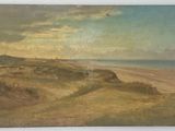 une image représentant un tableau représentant une vue d'une plage depuis une colline