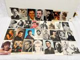 many pictures of men and women on a white sheet