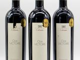 trois bouteilles de vin rouge posées l'une à côté de l'autre sur une surface blanche