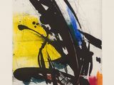 an image of a black and yellow painting on a white background
