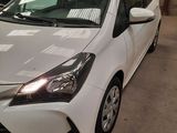 a white toyota yaris parked in a parking lot