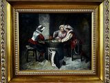 painting of a group of people playing cards at a table