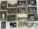 several old black and white photographs of men and women posing for a picture