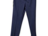 a close up of a pair of blue pants on a hanger