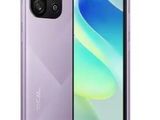 a purple smartphone with a camera attached to the back of it