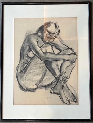 Maurice MELAT (1910- ), Nu féminin. Dessin au fusain signé e…