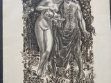 an image of a drawing of two nudes in a garden