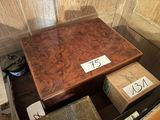a wooden box with a number on it and a box with a number on it