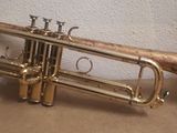 a trumpet that is sitting on a table