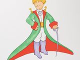 un dessin représentant un petit garçon vêtu d'un manteau vert et d'une cape rouge