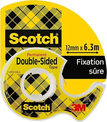 scotch double - sided tape, 1 / 2 in x 6 m, yellow