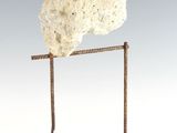 statue of a man standing on a rock with a bird perched on top of it