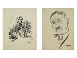 deux dessins en noir et blanc d'un homme et d'une femme