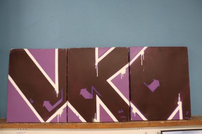 Shehab Blade (XX-XXI) "Composition abstraite" triptyque huil…