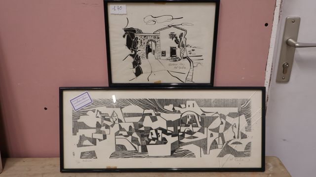 Pol Gachon (peintre creusois), 2 gravures « aubusson » épreuve d’...