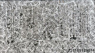 dessin en noir et blanc représentant une ville avec de nombreux bâtiments