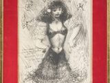 an image of a drawing of a woman in a red dress