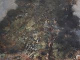 an image of a painting of a tree in the middle of a field
