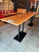 Table haute en mélaminé façon bois et métal laqué noir (350 …