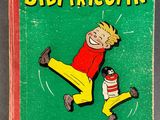 an old children ' s book with a picture of a boy kicking a soccer ball