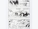une bande dessinée en noir et blanc représentant un homme sur une planche de surf