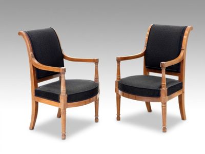 pair of early 20th century armchairs with black velvet upholstered seats