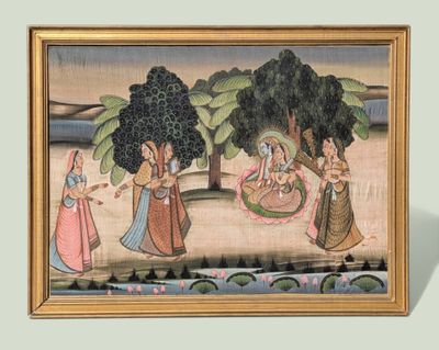 an image of a painting of a group of women playing a game