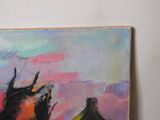a painting on the wall of a room with a painting on it