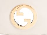 guccissi clutch bag in white leather with gold hardware