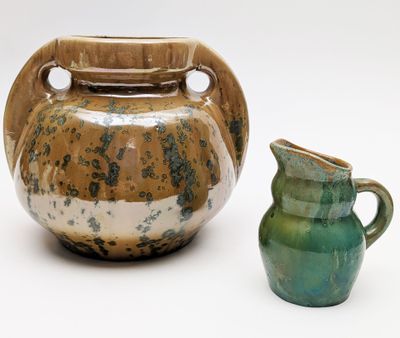 PIERREFONDS Cache-pot à anses en céramique émaillée beige nu…