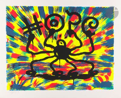 an image of a picture of a painting of an octopus on a colorful background