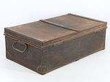 an old suitcase that is sitting on a white surface