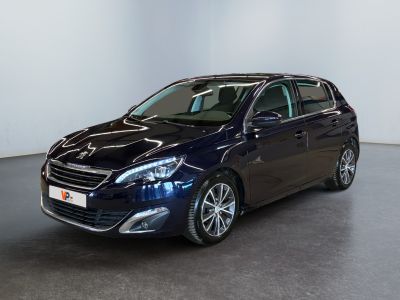 a blue car is parked in a white room with a black floor