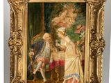une image représentant un tableau où figurent une femme et un enfant, dans un cadre doré