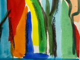 a painting of a vase with flowers in it