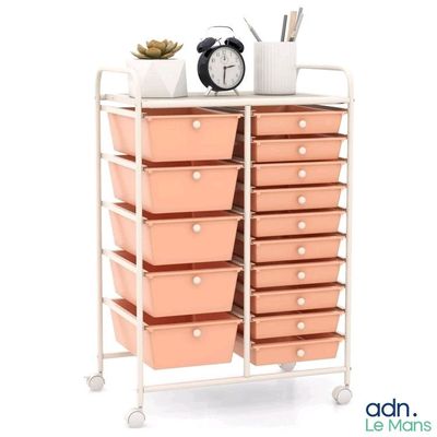 an image of a cart with many drawers and a clock