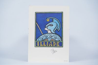 an image of a card with a picture of a woman in a helmet