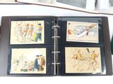 four different pictures of people in a book on a table