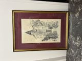 une photo d'un dessin accroché au mur d'une salle de bains
